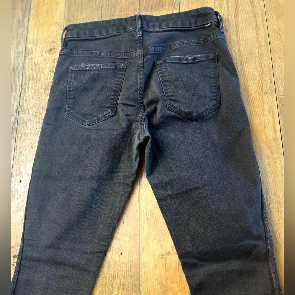 MOTHER  Black Skinny Jeans High-Rise Looker Jeans in Miss Moody Two Shoes Racer - Picture 7 of 13